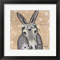 Framed Donkey with Daisies