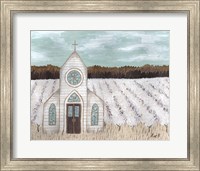 Framed Farm Sketch Church landscape