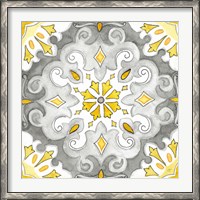 Framed Jewel Medallion yellow gray I