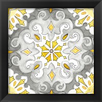 Framed 'Jewel Medallion yellow gray I' border=