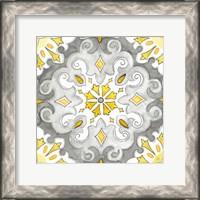 Framed 'Jewel Medallion yellow gray I' border=