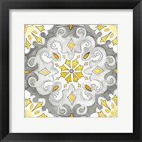 Jewel Medallion yellow gray I Framed Print
