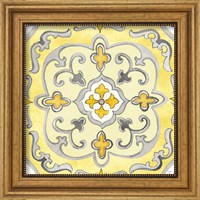 Framed 'Jewel Medallion yellow gray II' border=