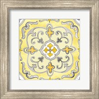 Framed 'Jewel Medallion yellow gray II' border=