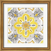 Framed Jewel Medallion yellow gray III