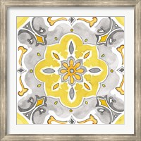 Framed Jewel Medallion yellow gray III