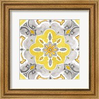 Framed Jewel Medallion yellow gray III