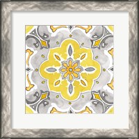 Framed 'Jewel Medallion yellow gray III' border=