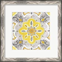 Framed 'Jewel Medallion yellow gray III' border=