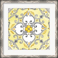 Framed Jewel Medallion yellow gray IV