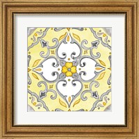 Framed 'Jewel Medallion yellow gray IV' border=