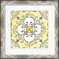 Framed 'Jewel Medallion yellow gray IV' border=