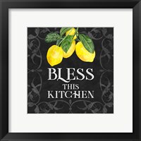 Framed 'Live with Zest sentiment I-Bless this Kitchen' border=