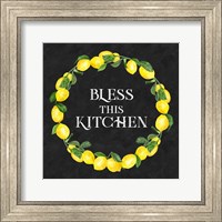 Framed Live with Zest wreath sentiment I-Bless this Kitchen