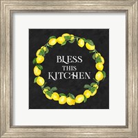 Framed 'Live with Zest wreath sentiment I-Bless this Kitchen' border=