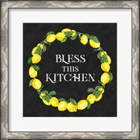 Framed 'Live with Zest wreath sentiment I-Bless this Kitchen' border=
