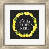 Framed 'Live with Zest wreath sentiment II-Family Gathers' border=