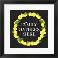 Framed Live with Zest wreath sentiment II-Family Gathers