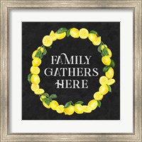 Framed Live with Zest wreath sentiment II-Family Gathers