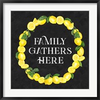 Framed Live with Zest wreath sentiment II-Family Gathers