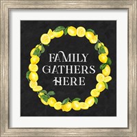 Framed 'Live with Zest wreath sentiment II-Family Gathers' border=