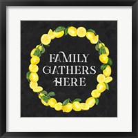 Framed Live with Zest wreath sentiment II-Family Gathers