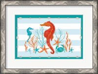 Framed Coral Aqua I on Teal