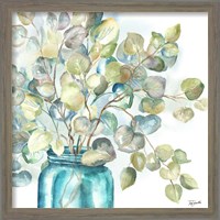 Framed 'Eucalyptus in Mason Jar II' border=