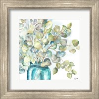 Framed 'Eucalyptus in Mason Jar II' border=