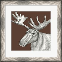 Framed 'Watercolor Pencil Forest color I-Moose' border=