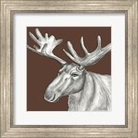 Framed 'Watercolor Pencil Forest color I-Moose' border=