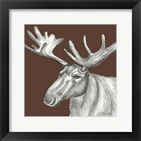Framed 'Watercolor Pencil Forest color I-Moose' border=