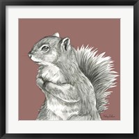 Framed Watercolor Pencil Forest color IV-Squirrel