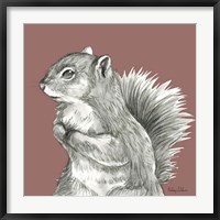 Framed Watercolor Pencil Forest color IV-Squirrel