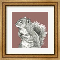 Framed Watercolor Pencil Forest color IV-Squirrel