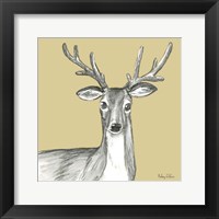 Watercolor Pencil Forest color VIII-Deer Framed Print