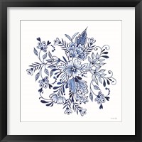 Framed 'Blue & White Flowers II' border=