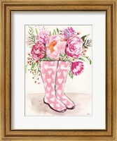 Framed Rain Boot Flowers
