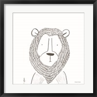 Framed Lion Line Drawing 1