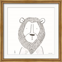 Framed Lion Line Drawing 1