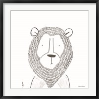 Framed Lion Line Drawing 1