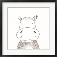 Framed Hippo Line Drawing