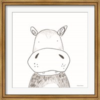 Framed Hippo Line Drawing