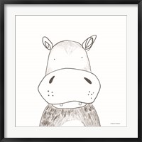 Framed Hippo Line Drawing