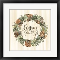 Framed Sage Season's Greetings Wreath