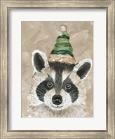 Framed Christmas Raccoon