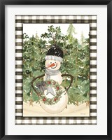 Framed Snowman with Wreath