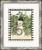 Framed Snowman with Wreath