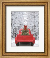Framed Snowy Drive in a Ford