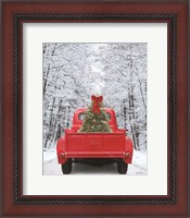 Framed Snowy Drive in a Ford